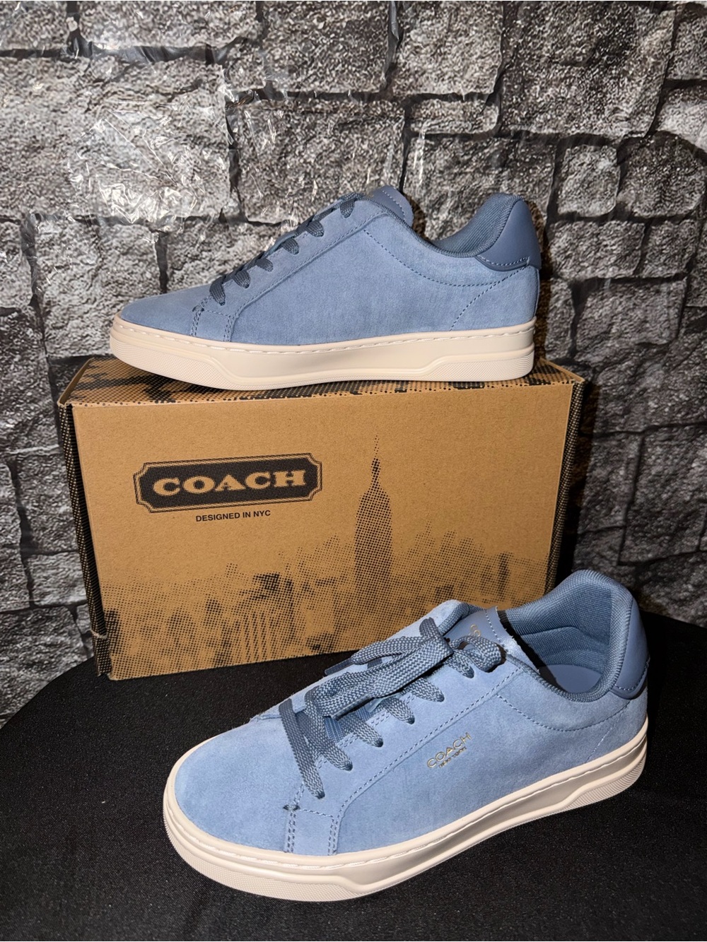 COACH Light Blue Suede & Leather Sneakers